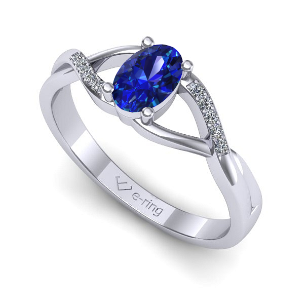 Inel de logodna din aur alb cu safir