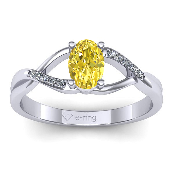 Inel cu safir galben oval