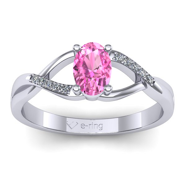 Inel logodna cu safir roz oval
