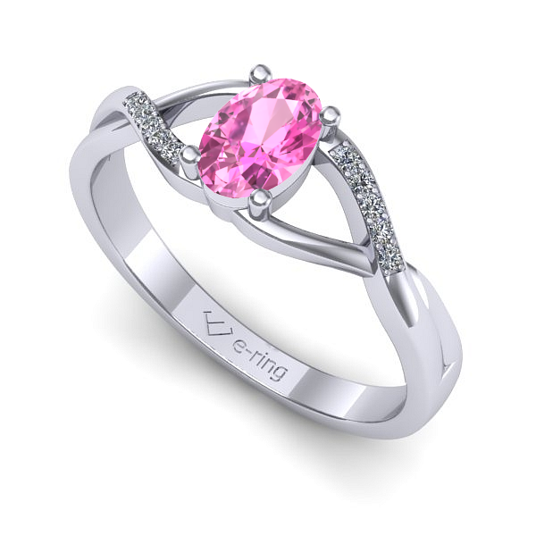 Inel de logodna din aur alb cu safir roz
