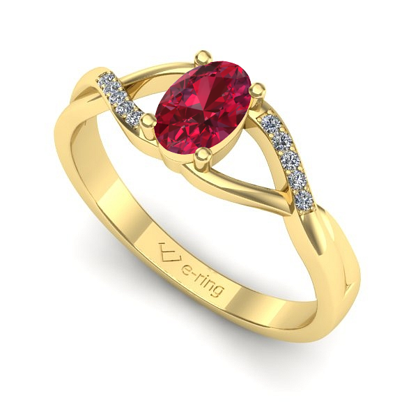 Inel din aur galben cu rubin