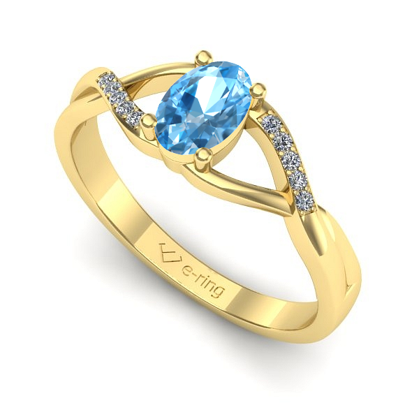 Inel de logodna din aur galben cu topaz blue
