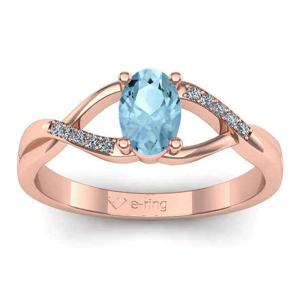 Inel logodna cu aquamarin oval