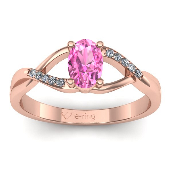 Inel cu safir roz oval