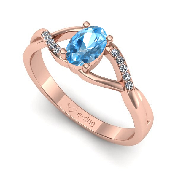Inel din aur roz cu topaz blue