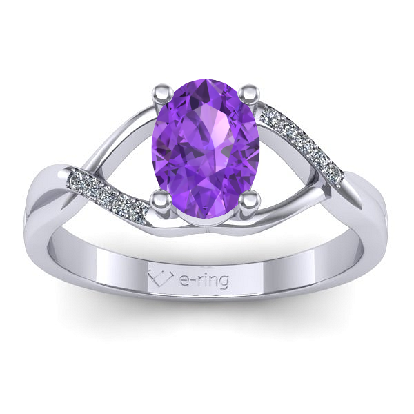 Inel de logodna cu ametist oval