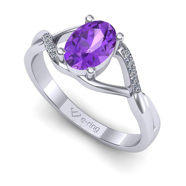 Inel de logodna din aur alb cu ametist