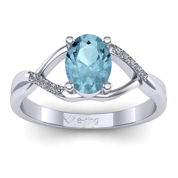 Inel cu aquamarin oval