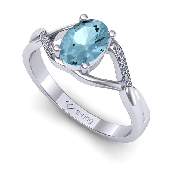 Inel din aur alb cu aquamarin