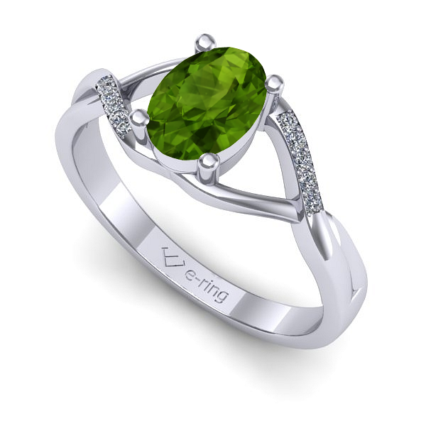 Inel de logodna din aur alb cu peridot