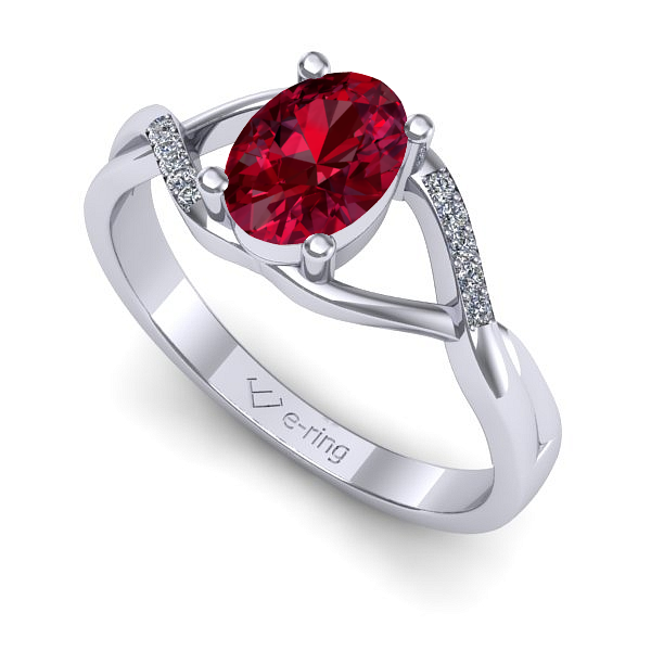 Inel din aur alb cu rubin