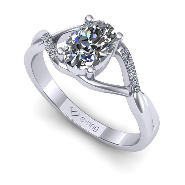 Inel logodna din aur alb cu safir alb