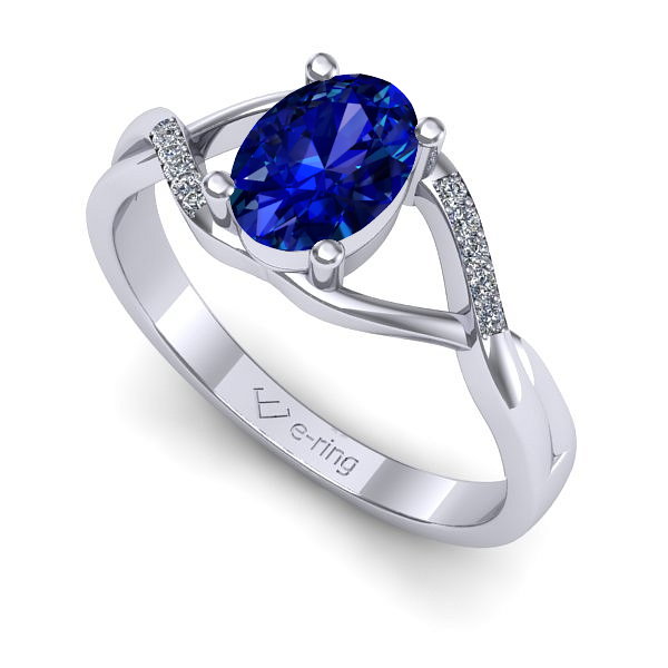 Inel logodna din aur alb cu safir