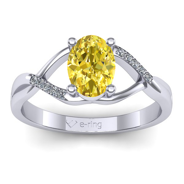 Inel logodna cu safir galben oval