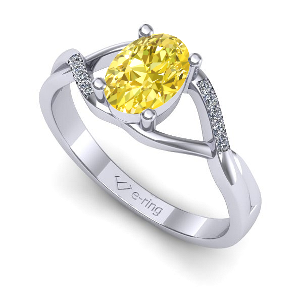 Inel de logodna din aur alb cu safir galben