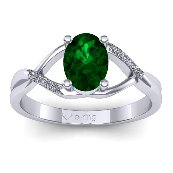 Inel de logodna cu smarald oval