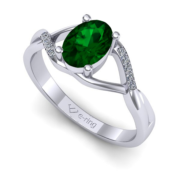 Inel din aur alb cu smarald