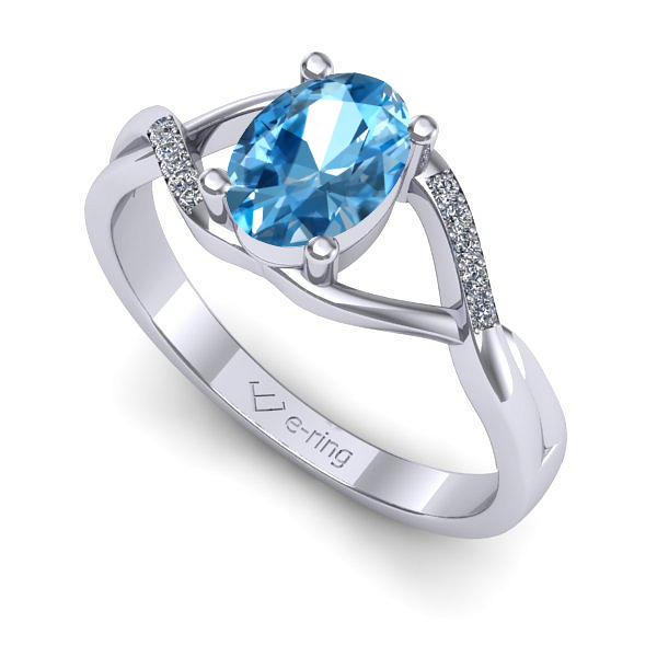 Inel din aur alb cu topaz blue