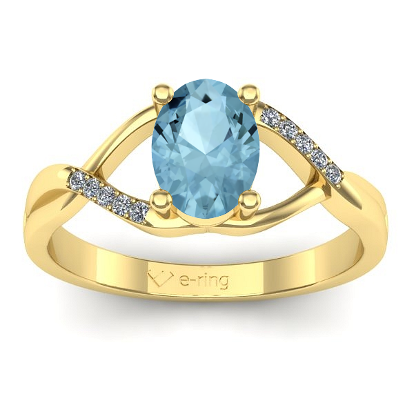 Inel logodna cu aquamarin oval