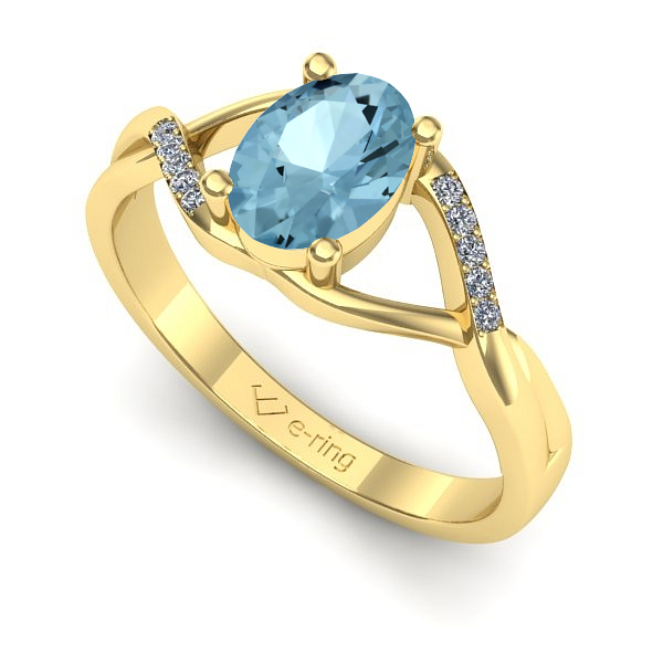 Inel din aur galben cu aquamarin