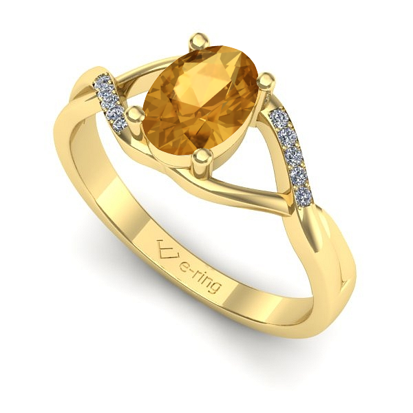 Inel logodna din aur galben cu citrin