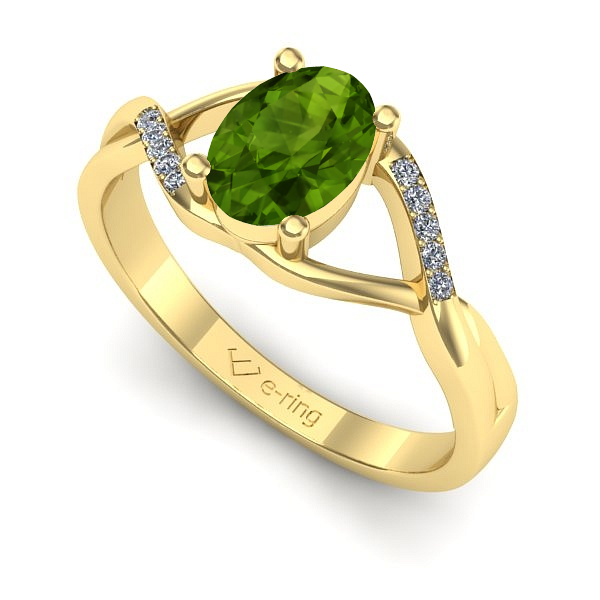 Inel de logodna din aur galben cu peridot