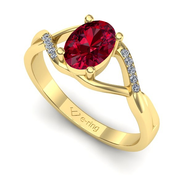 Inel logodna din aur galben cu rubin