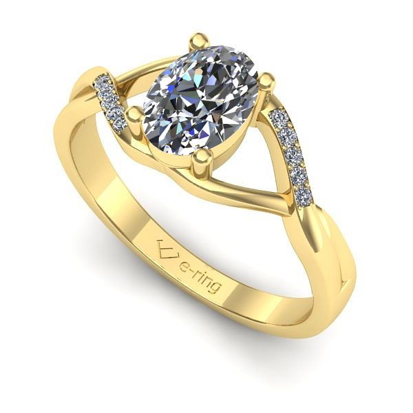 Inel logodna din aur galben cu safir alb