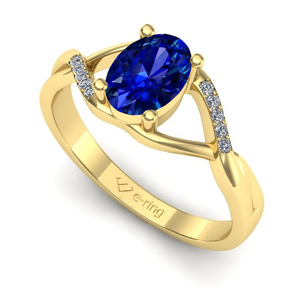 Inel de logodna din aur galben cu safir