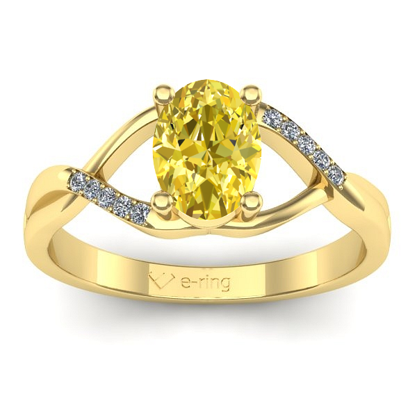 Inel cu safir galben oval