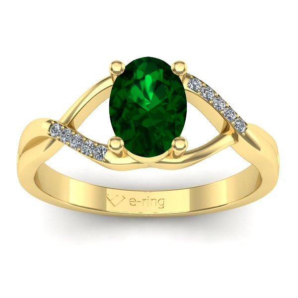 Inel de logodna cu smarald oval