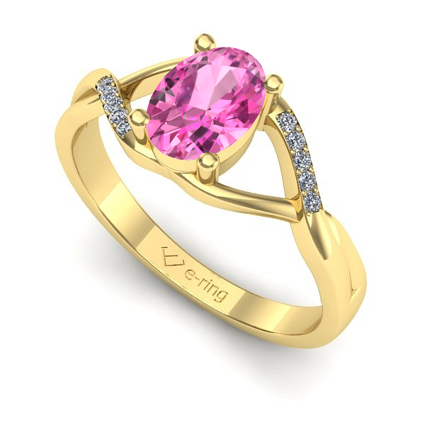 Inel din aur galben cu safir roz