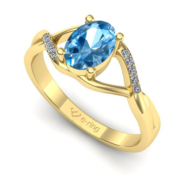 Inel din aur galben cu topaz blue