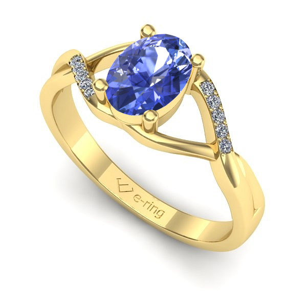 Inel de logodna din aur galben cu tanzanit