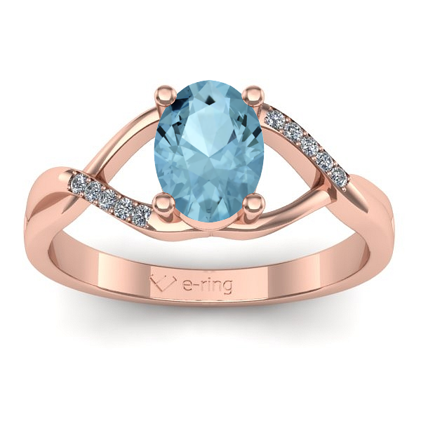 Inel logodna cu aquamarin oval