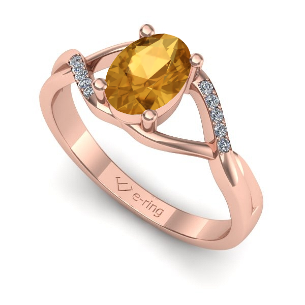Inel logodna din aur roz cu citrin