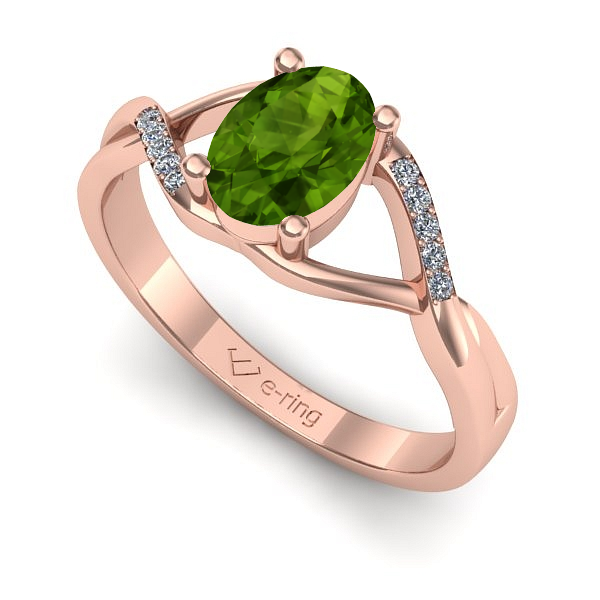 Inel logodna din aur roz cu peridot