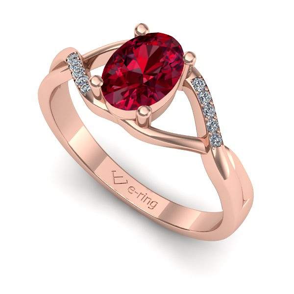 Inel din aur roz cu rubin