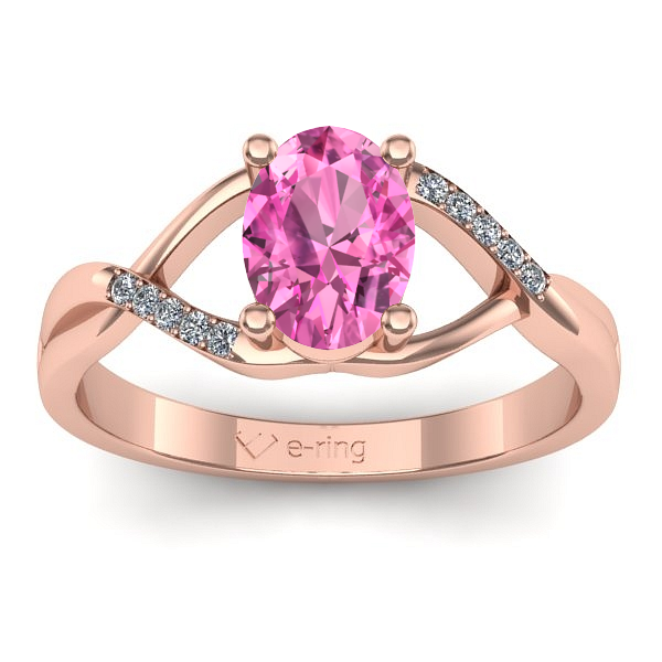 Inel logodna cu safir roz oval