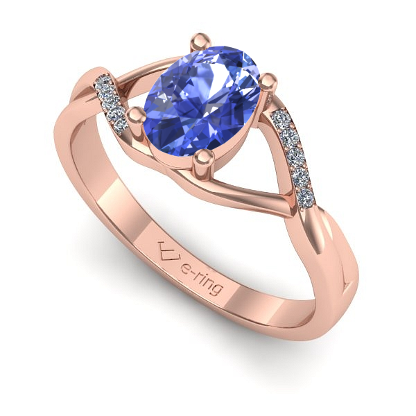 Inel din aur roz cu tanzanit