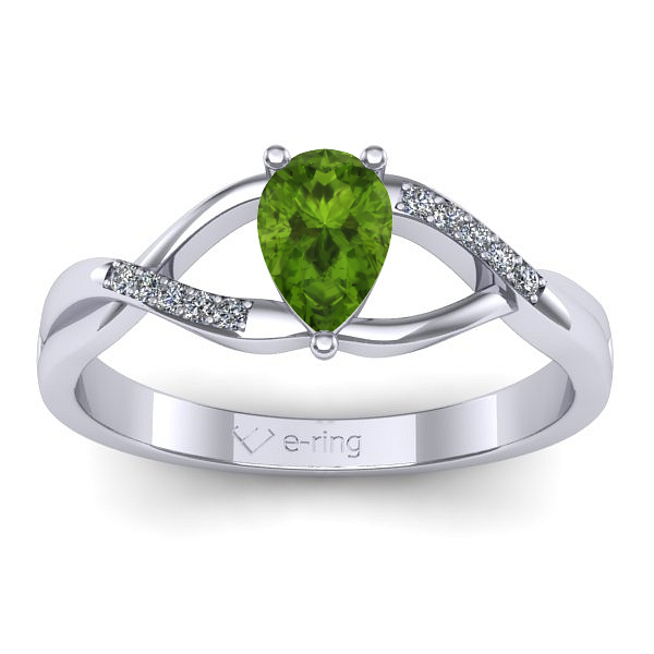 Inel de logodna cu peridot lacrima