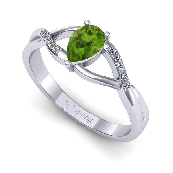 Inel logodna din aur alb cu peridot