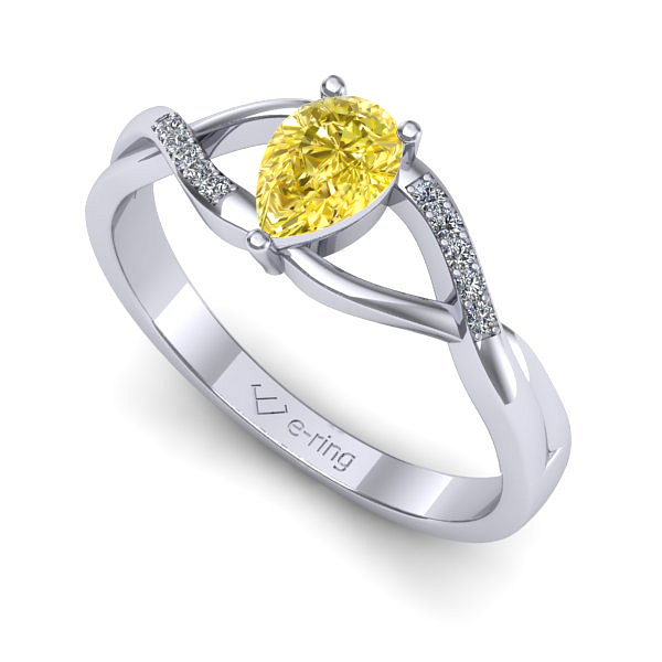 Inel logodna din aur alb cu safir galben