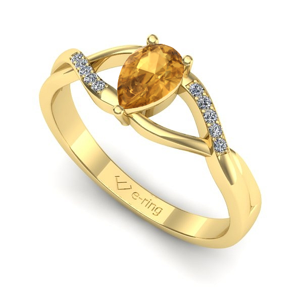 Inel logodna din aur galben cu citrin