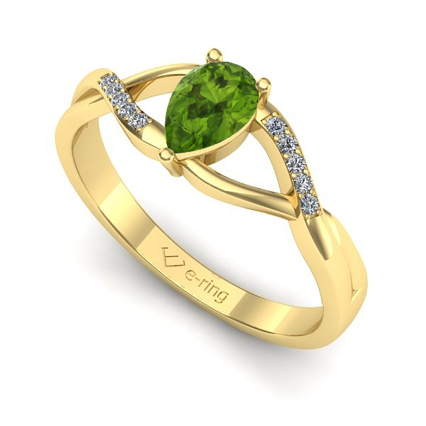 Inel logodna din aur galben cu peridot