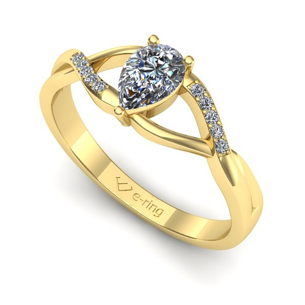 Inel logodna din aur galben cu safir alb