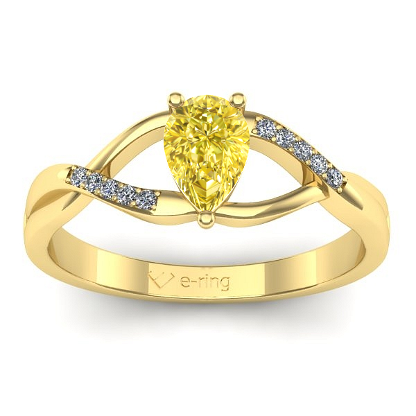 Inel logodna cu safir galben lacrima