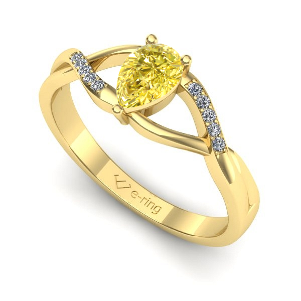 Inel logodna din aur galben cu safir galben