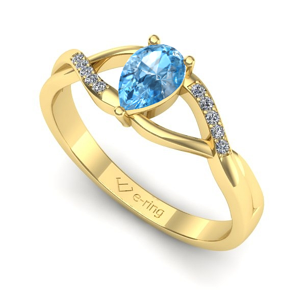 Inel de logodna din aur galben cu topaz blue