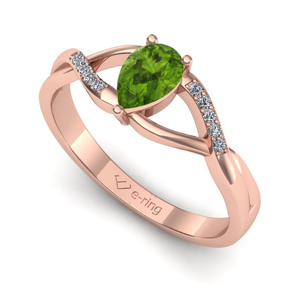 Inel din aur roz cu peridot